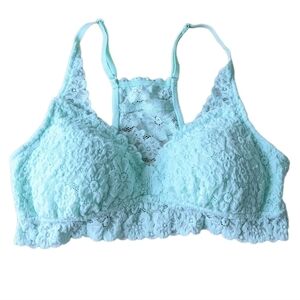 AERIE lace bralette slightly push up removable pads mint color Medium B062